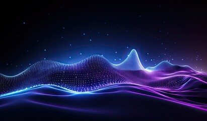 Sticker - blue and purple waves and lines presenting data visualization, futuristic space aesthetic, created w