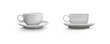 A side view of two empty white coffee cups, mugs, for hot drink concepts isolated against a transparent background