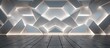 AI renders geometric walls in interior with architectural background