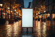 A blank advertising billboard placeholder template on the city street, an empty mock-up of an outdoor poster, street advertising mockup