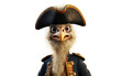 Spirited Ostrich with Stunning Look of Pirate Captain 3D Character Isolated on Transparent Background PNG.