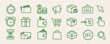 Shopping And E-commerce Line Icon Set