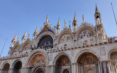 Wall Mural - Venice, Italy - October 5, 2023: Facade of St Mark's Basilica, cathedral church of Venice, Italy.