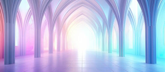 Poster - AI renders Gothic inspired interior with abstract gradient in white and colors