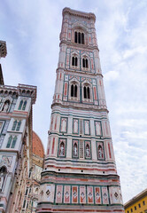 Wall Mural - Bell Tower for the Basilica di Santa Maria del Fiore and Giotto's Campanile - Florence, Italy