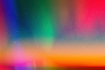 Sticker - Rainbow aurora borealis. Night starry sky and colorful polar lights