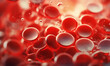 © ink drop - Close up microscope image of red blood cells flowing through a vein