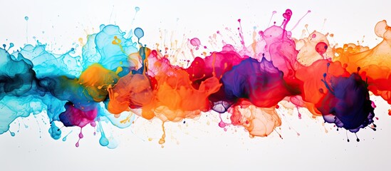 Poster - Beautiful abstract composition featuring ink and delicate bubbles showcasing captivating background texture and a vibrant palette