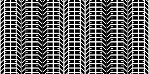 Wall Mural - black white tire track seamless pattern