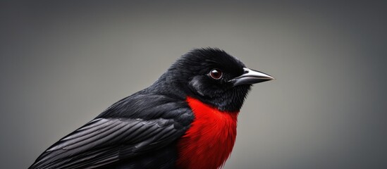 Wall Mural - Black bird with red tip