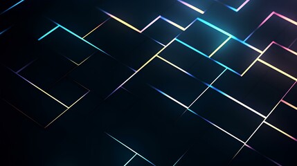 Poster - 16-bit style image of lines and blocks, minimalistic, background, light color, dark futuristic technology virtual wallpaper. generative AI