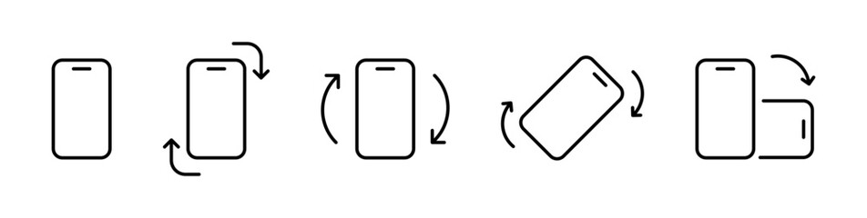 Mobile phone rotation icon set. Rotate smartphone icon. Mobile screen rotation sign