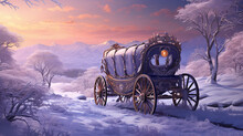 Carriage From A Fantasy Tale In A Snowy Landscape