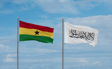 Ghana and Afghanistan national flags, country relationship concept