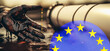 Oil pipeline and natural gas. Destruction Oil pipeline. Spilled oil at oil field. Gas production and crude refenery. Worker's dirty hand in crude pipe on oilfield. Europe economic war European Union