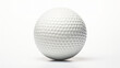 Close up of a golf ball isolated on white background