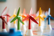 © Iryna - Renewable Energy: Mockup of colorful wind turbines producing cle
