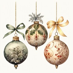 set of christmas ornaments