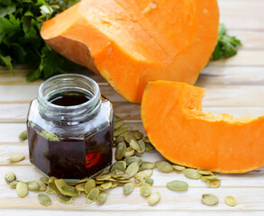 Poster - natural fresh organic pumpkin seed oil