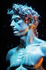 Aufkleber - A picture of a statue depicting the torso of a man. This image can be used for various artistic and historical purposes.