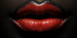 Rote Sexy Lippen einer Frau mit Brillianten Gloss Shine Nahaufnahme im Querfornat für Banner, ai generativ