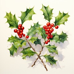 Sticker - holly berries and leaves