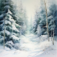 winter forest in the snow