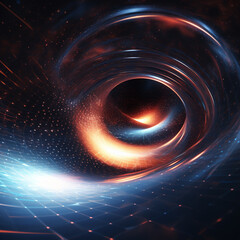 Wall Mural - A black hole with a glowing constellation of various colors revolves around a black hole in the universe	