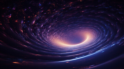 Wall Mural - A black hole with a glowing constellation of various colors revolves around a black hole in the universe	