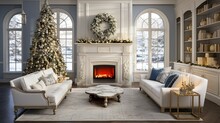 This Living Room Features All The Traditional Decor In It For Christmas