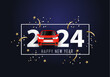 happy new year 2024. 2024 with red car
