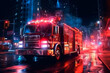 Dial 911 - a fire truck rushes to a call due to a fire