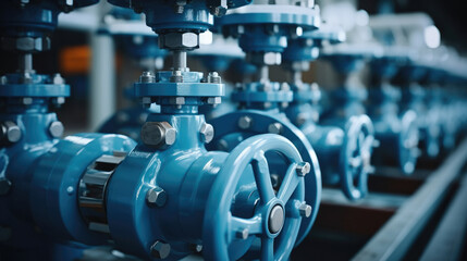 Poster - A stack of industrial valves and connections.