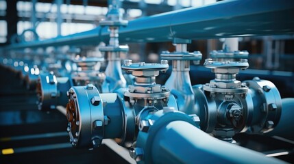 Poster - A stack of industrial valves and connections.