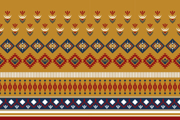 Geometric ethnic pattern traditional Design for background, carpet, wallpaper, clothing, wrapping, Batik, fabric, Vector illustration embroidery style.