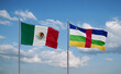 Central African Republic and Mexico flags, country relationship concept