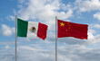 China and Mexico flags, country relationship concept