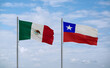 Chile and Mexico flags, country relationship concept