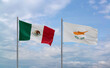 Cyprus and Mexico flags, country relationship concept