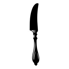 knife for steak - black silhouette, vector illustrator.