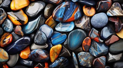  close up of colourful polished stones