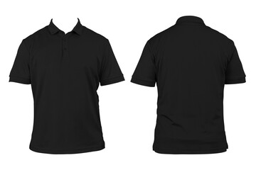Wall Mural - Blank shirt neck mockup template, front and back view, isolated black, plain t-shirt. Mockup. Printable polo shirt design presentation, clipping path.