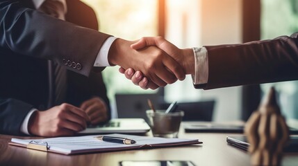 The bank's Mortgage Officers shake hands with customers to congratulate them after signing a housing investment loan agreement