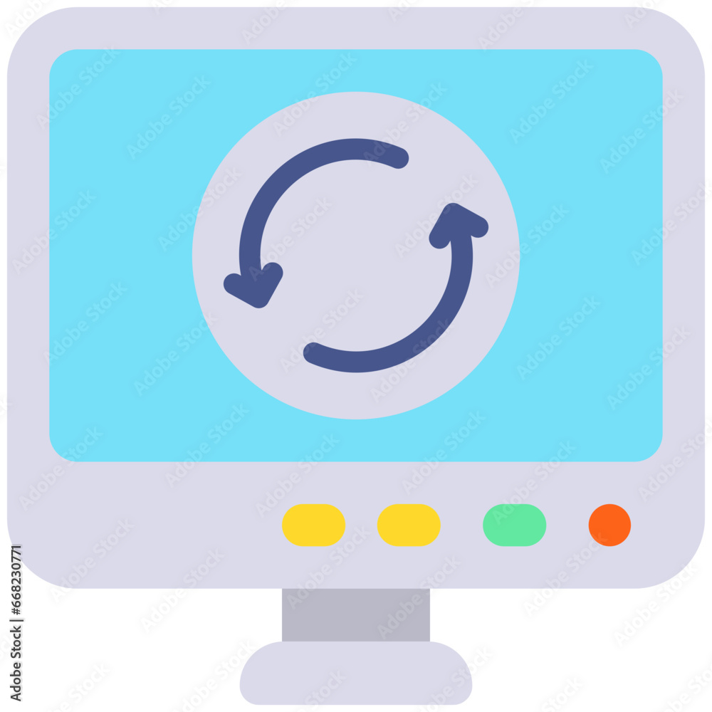Vector Icon Updating, Screen, Monitor, TV, Restart, Software Stock ...