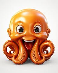 Wall Mural -  an orange octopus with eyes and a smile on its face.  generative ai