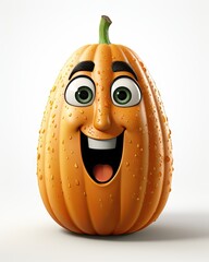 Wall Mural -  a cartoon pumpkin with a happy face on a white background.  generative ai