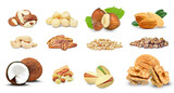 Fototapeta Dinusie - nuts collage isolated on white background