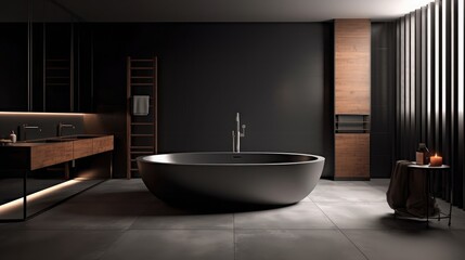 Wall Mural - Stylish ceramic tub and modern tab in bathroom