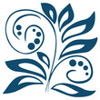 Blue folk craft art pattern, leaf berry element for cloth paper tile