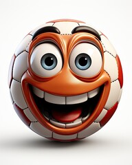 Canvas Print -  an orange and white soccer ball with a happy face on it.  generative ai